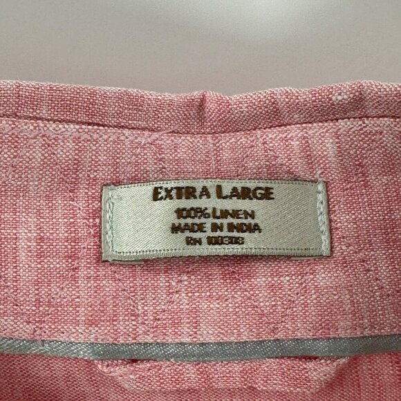 Peter Millar Pink 100% Linen Button Down Short Sleeve Shirt Mens Size XL - Picture 4 of 6